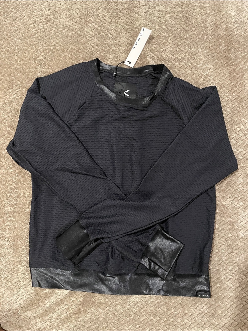 Koral Black Long-Sleeve Textured Pullover
